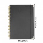 Eunifly Black Spiral Notebook,  A4 8.1"x11.7" Hardcover Lined College Ruled Notebook with Free Dividers