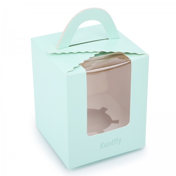 Eunifly Cupcake Boxes Carriers, Single Individual Cupcake Boxes Holders Containers-Green 50pcs 
