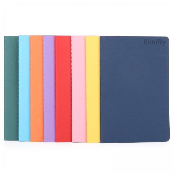 Eunifly Blank Subject Notebook Mixed Colorful A5 5.51" x 8.26" 60 Pages Notebook Unlined Travel Journal 8PCS